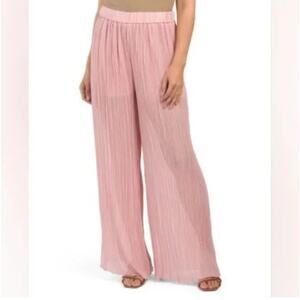 ZARA Pleated Wide-Leg Pants Pink Sheer XL